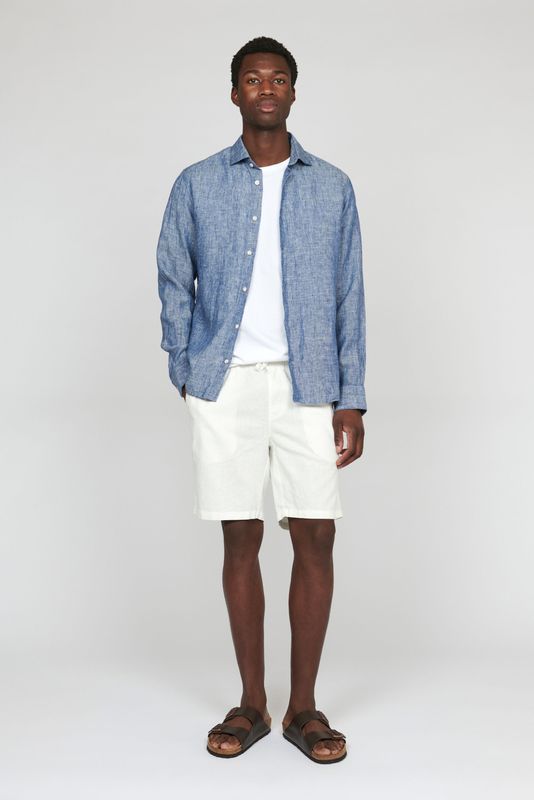 Regular fit bermuda van een mix van linnen en katoen, model 'barton'