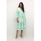 Cream - Jurk - Turquoise/Wit - Tuniek - 3/4 Lengte - Normale Pasvorm