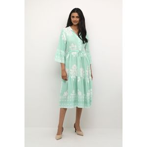Cream - Jurk - Turquoise/Wit - Tuniek - 3/4 Lengte - Normale Pasvorm