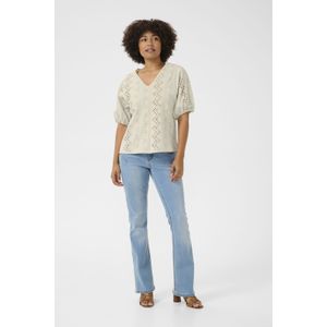 Cream - Blouse 'Brielle' - Ecru - Blouseshirt - Katoen - Halve Mouw