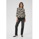 Blouse - KAlorina - Regular Fit - Zwart/Wit - Lange Mouwen