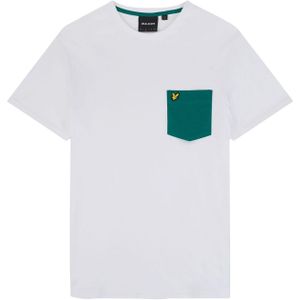 Lyle & Scott Heren Contrast Pocket T-shirt (Wit, Groen)
