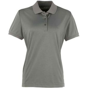 Premier Dames/Dames Coolchecker PiquÃ© Poloshirt (Donkergrijs)