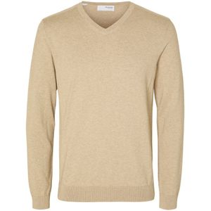Selected Sweaters Berg Pullover V-Neck Kelp Beige