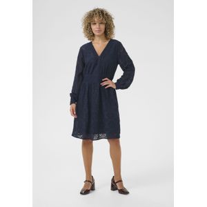 Jerseyjurk - Effen - Kant - V-hals - Knielengte - Lichte Stof