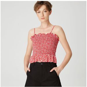 Smocks Camisole Top Met Dunne Riemen En Bloemenprint - Maat S