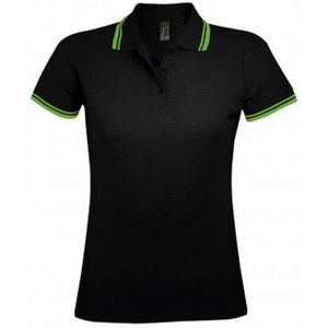 SOLS Dames/dames Pasadena getipt korte mouw Pique Polo Shirt (Zwart/Kalk)