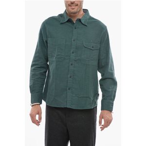 Katoenen overshirt met borstzak in groen