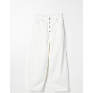 WijdBeen Jeans Met Knopen- sluiting Borduurwerk Logo