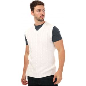 Men's Castore Knitted Sleeveless Sweater In White - Maat 2XS