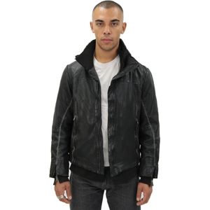 Heren - Leren Bikerjack - Zwart - Tansen