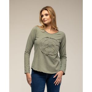 Imprimétops - Geborduurde Top - Lange Mouwen - Ronde Hals - Vredessymbool