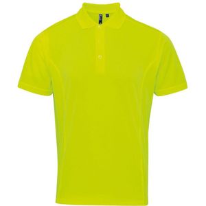 Premier Heren Coolchecker Pique korte mouw Polo T-Shirt (Neon geel)