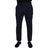 Dolce & Gabbana - Elegante Gestreepte Wollen Broek - Blauw - Heren