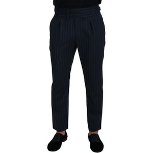 Dolce & Gabbana - Elegante Gestreepte Wollen Broek - Blauw - Heren