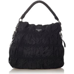 Vintage Prada Tessuto Gaufre Shoulder Bag Black