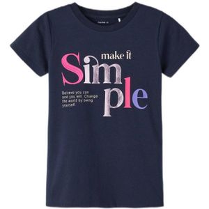 NAME IT KIDS T-shirt NKFDONJA Met Printopdruk Donkerblauw - Maat 6J / 116cm