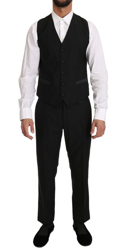 Dolce & Gabbana - Klassieke Pasvorm Vest - Zwart - Heren - Wol