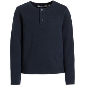 Anytime Longsleeve Met Wafeltextuur Donkerblauw - Maat 11-12J / 146-152cm