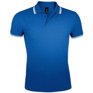 SOLS Heren Pasadena getipt korte mouw Pique Polo Shirt (Koninklijk/Wit)