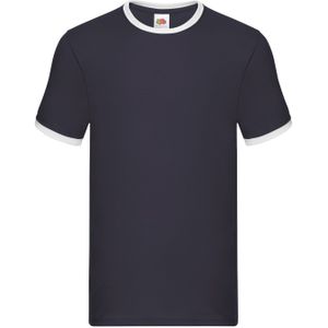 Fruit of the Loom Unisex Ringer T-shirt voor volwassenen (Marine / Wit)