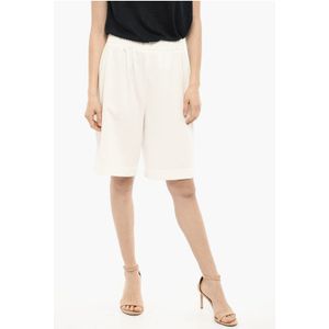 Katoenen shorts met patch in wit