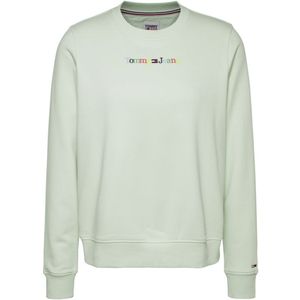 Tommy Jeans Sweaters Reg Serif Color Sweater Groen - Maat XL
