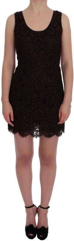 Dolce & Gabbana - Bloemen Kant Ricamo - Schede Jurk - Bordeaux - Mouwloos - Mini Lengte