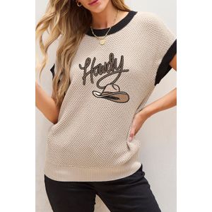 Gehaakte Sweater Vest met Grafisch Ontwerp