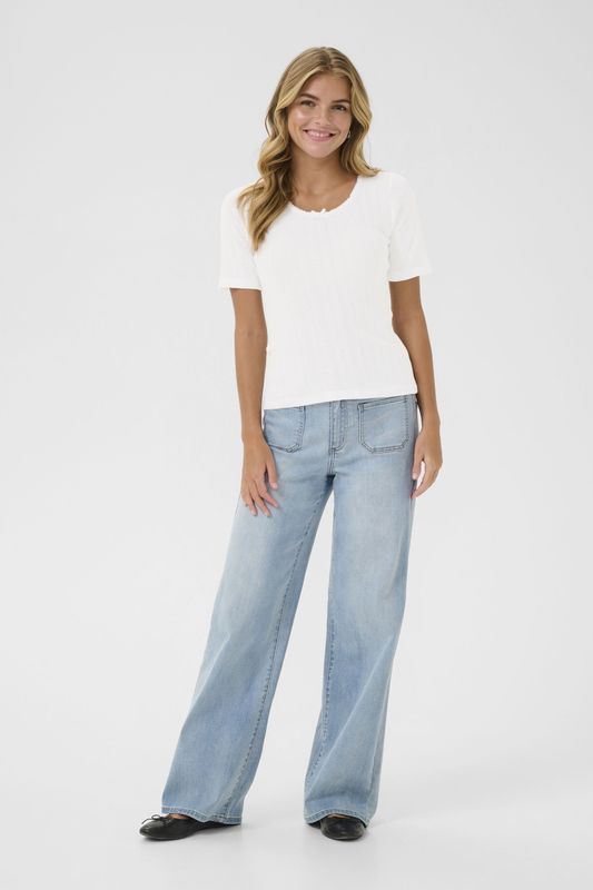 Kaffe - Viba - Shirt - Natuurwit - Slanke Pasvorm - Kwartmouw