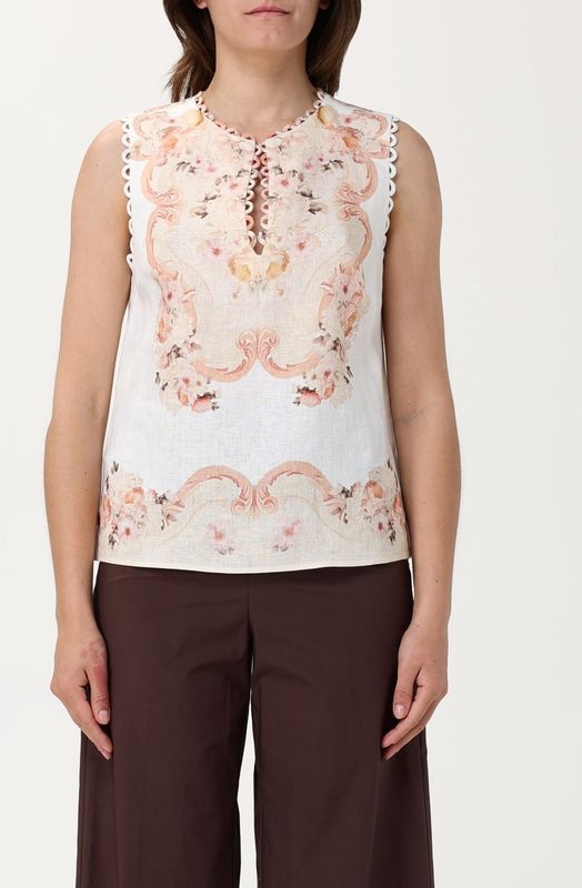 Twinset - Dames Top - Multicolor - 100% Linnen - Bloemenprint