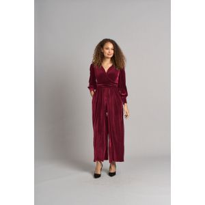 Ava jumpsuit van fluweel - Berry