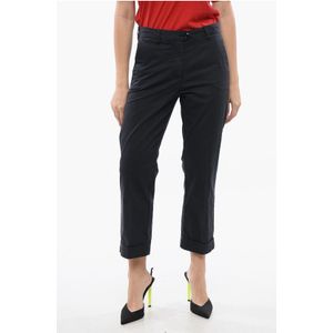 Stretch satijnen broek in blauw