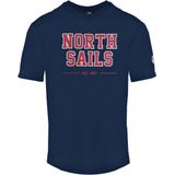 North Sails - T-shirt - Blauw - Katoen - Korte Mouwen met Merkprint