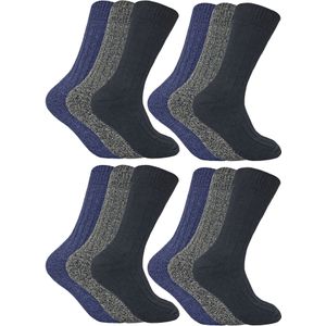 Sock Snob - 12 paar wollen laarzensokken voor heren - Blauw