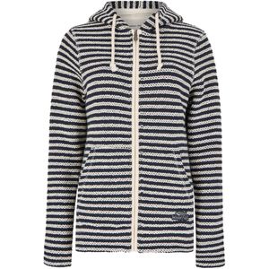 Weird Fish Dames/Dames Fisher Stripe Macaroni Eco Friendly Full Zip Hoodie (Ecru)