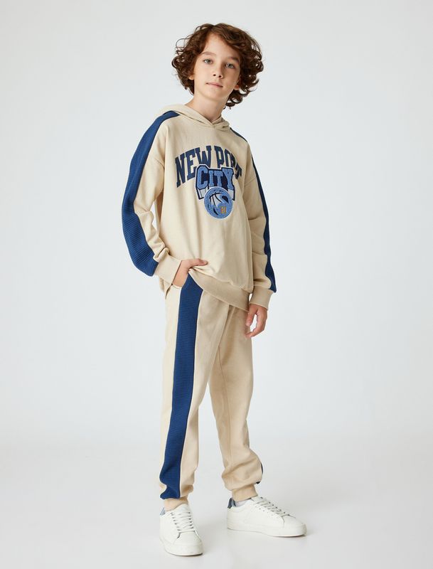 Koton Broek  beige / donkerblauw