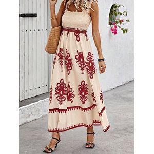 Geprinte Smocked Maxi Jurk