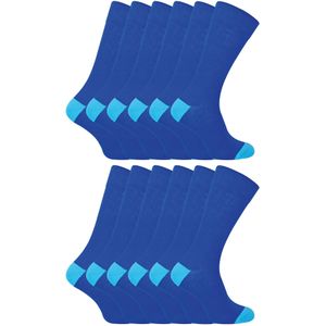 12 Paar Multipack Heren Zwarte Katoenen Sokken | Sock Snob | Ademend Crew Met Verstevigde Hiel en Teen - Blauw