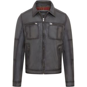 Bettles - Klassiek Leren Bikerjack - Grijs - Heren