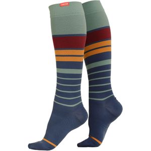 Katoenen 15-20 mmhg gegradueerde compressiesokken - Blauw & Kastanjebruin
