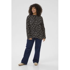 Blouse met lange mouwen Regular fit Black/Beige Abstract Print black