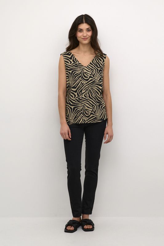 Shirt - Dierenprint - Blouseshirt - Mouwloos - Normale Pasvorm