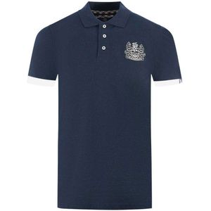 Aquascutum Unisex poloshirt met merkkraag voor volwassenen (Marine)