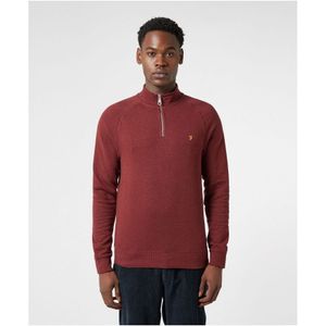 Men's Farah Jim Cotton Quarter Zip Sweatshirt in Red