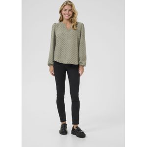 Blouse met lange mouwen Regular fit Vetiver w. Deep Black Dot green