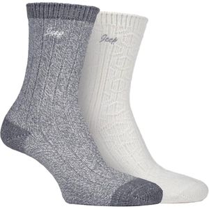 Jeep - Set van 2 superzachte sokken voor wandelschoenen voor dames - Leisteen / Room