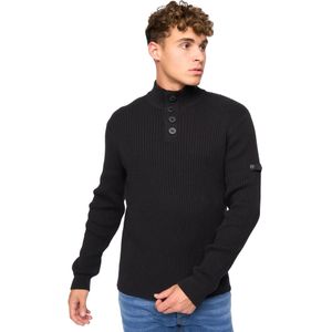 Crosshatch Heren Wellburys grof gebreide trui (Zwart)