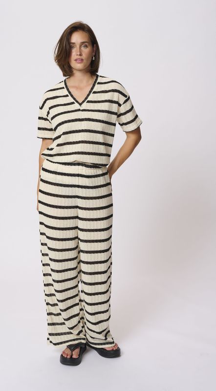 Kaffe - Kaedith Pant - Broek - Beige - Hoge Taille - Wijde Pijpen