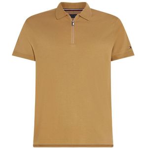 Tommy Hilfiger slim fit polo met ritssluiting countryside bruin